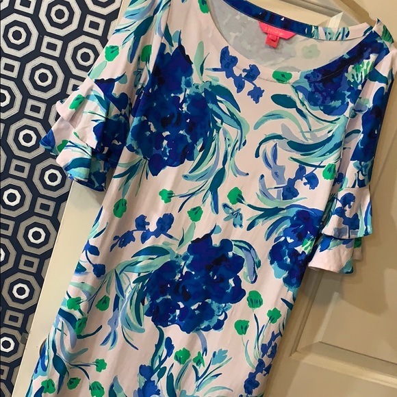 VEUC Lilly Pulitzer Lula Dress with ruffle sleeve - Picture 2 of 3